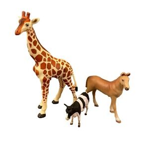 Safari Limited Zoo Farm Animals Lot Toys Educational Horse Cow Giraffe Bundle